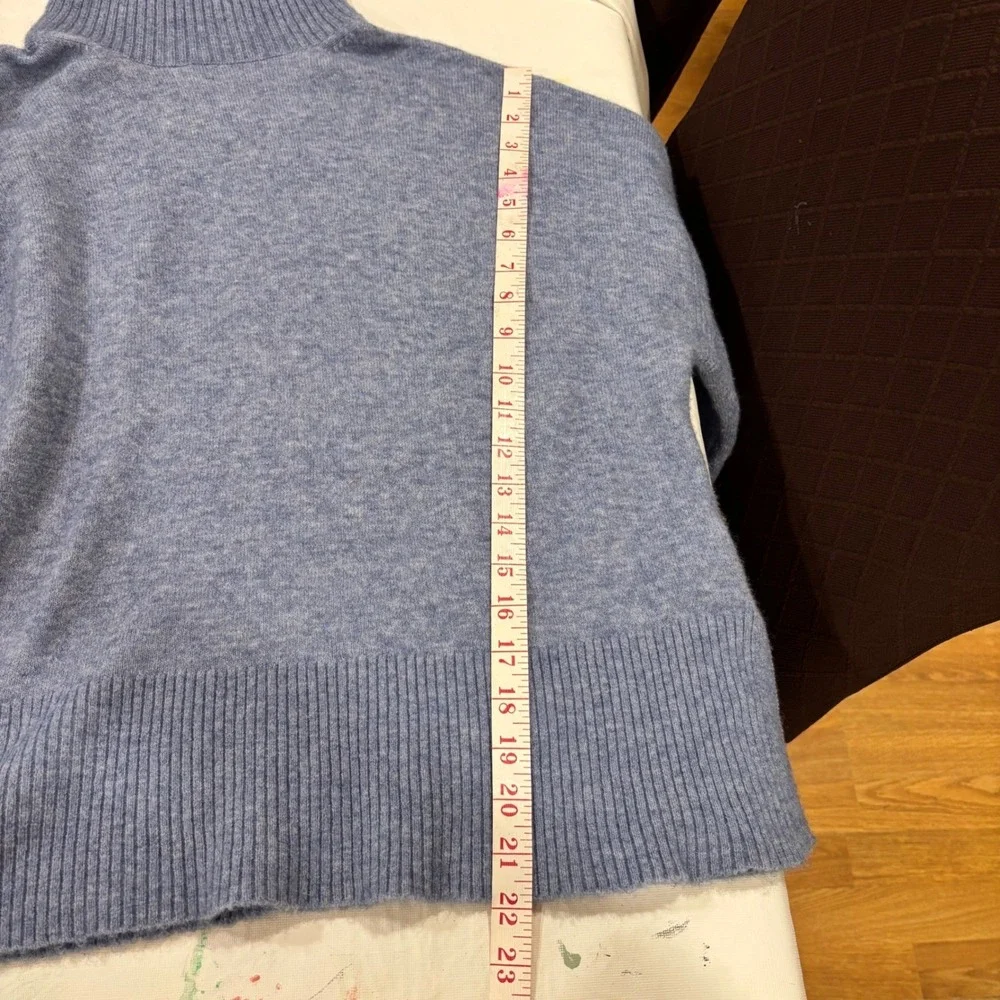 J.Crew Re-Imagined Merino Alpaca Blend Turtleneck Stretchy Sweater Lt Blue Large - Picture 8 of 10